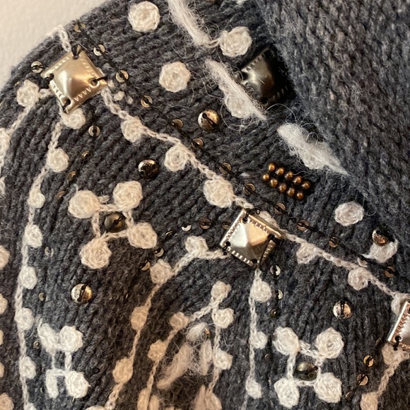 Free People Charcoal Turtleneck Sweater with Ivory Design - Picture 14 of 16